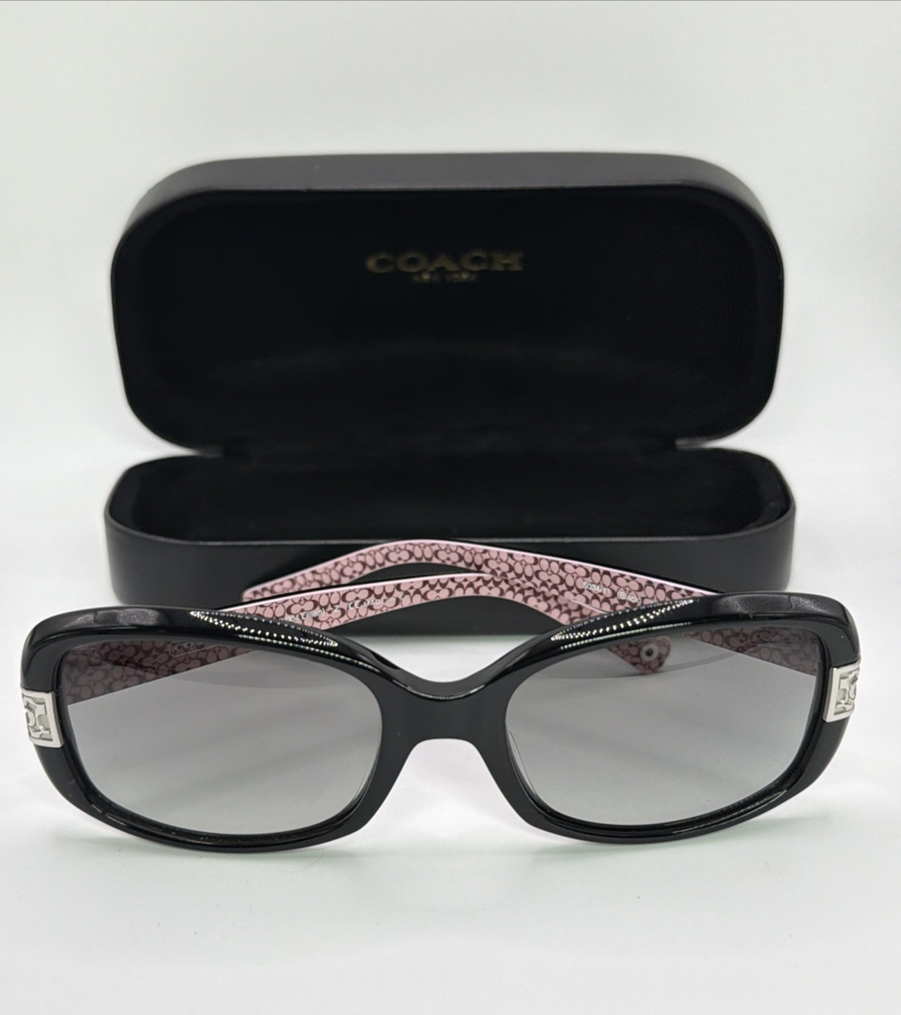 Coach L004 Lillian Black Oval Sunglasses 55-18-135 with Clamshell Hard Case
